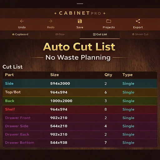 Download Cabinet & Cupboard Cut List Terbaru – Gratis - Screenshot 7