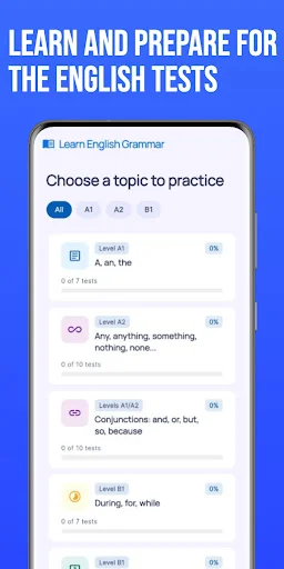Download English Grammar Tests A1-B1 Terbaru – Latihan Gratis - Screenshot 1