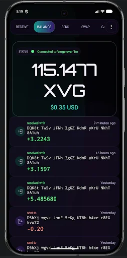 Download Verge XVR Wallet Terbaru – Dompet Kripto Aman Android - Screenshot 1