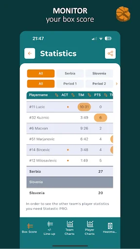 Statastic Basketball Tracker: Statistik Tim Basket Profesional - Screenshot 5