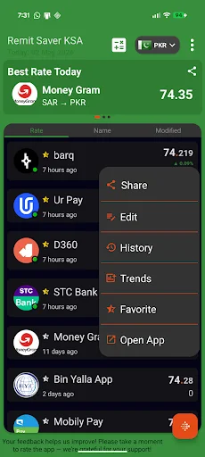 Download Remit Saver KSA Terbaru – Cek Kurs Pengiriman Uang Terbaik - Screenshot 2