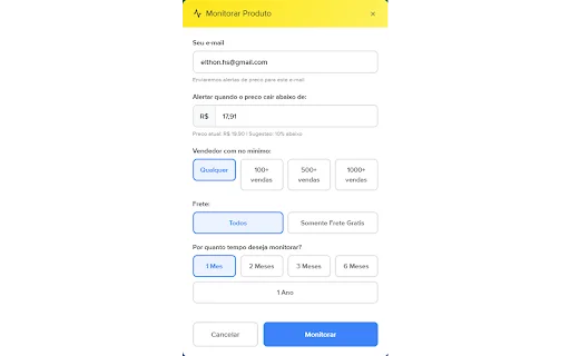Alerta de Preco Mercado Livre: Cek Riwayat Harga Termurah - Screenshot 3