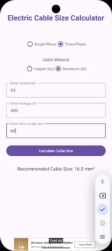 Download Electric Cable Size Calculator Terbaru – Gratis - Screenshot 1
