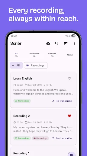 Download Scribr: Voice to Text Terbaru – Transkripsi Offline - Screenshot 1