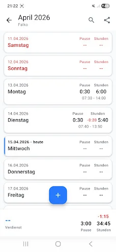 Download Stundenrechner Pro Terbaru – Hitung Jam Kerja Mudah - Screenshot 3