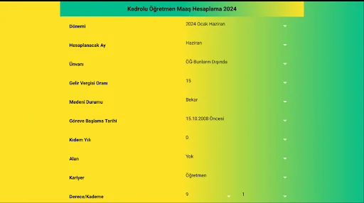 Download Maaş ve Ek Ders Hesaplama 2025 – Kalkulator Gaji Guru - Screenshot 10