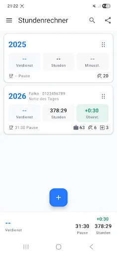 Download Stundenrechner Pro Terbaru – Hitung Jam Kerja Mudah - Screenshot 1