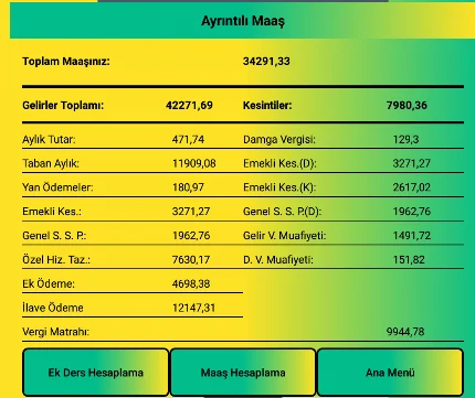 Download Maaş ve Ek Ders Hesaplama 2025 – Kalkulator Gaji Guru - Screenshot 5
