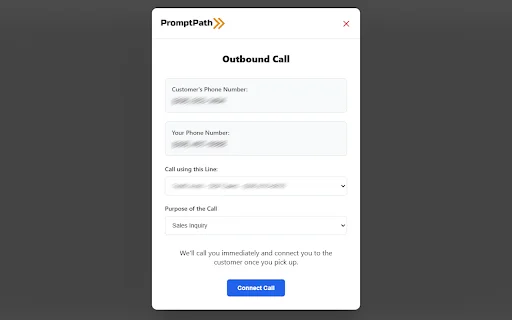 Download PromptPath Phone Assist – Telepon Langsung dari Browser - Screenshot 1