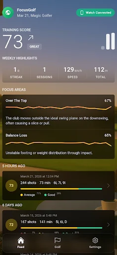 Download FocusGolf Terbaru – Analisis Ayunan Golf AI di Smartwatch - Screenshot 2