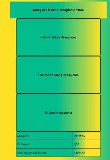 Download Maaş ve Ek Ders Hesaplama 2025 – Kalkulator Gaji Guru - Screenshot 1