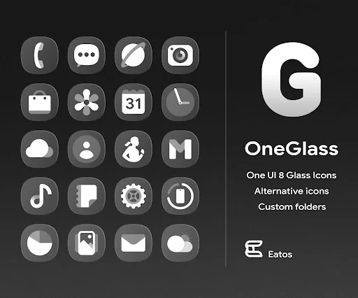 Download OneGlass 8 – Icon Pack Terbaru – Tampilan Minimalis - Screenshot 1