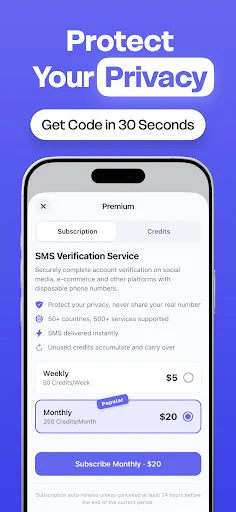 Download Virtual Phone Number – SMSVia Terbaru – Privasi Aman - Screenshot 3