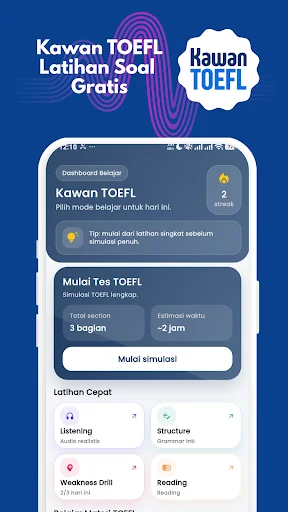 Download Kawan TOEFL Terbaru – Latihan Soal & Simulasi Gratis - Screenshot 1