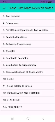 Download Class 10th Math Revision Notes – Persiapan Ujian Gratis - Screenshot 1