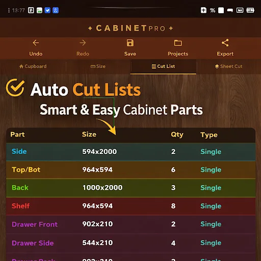 Download Cabinet & Cupboard Cut List Terbaru – Gratis - Screenshot 5